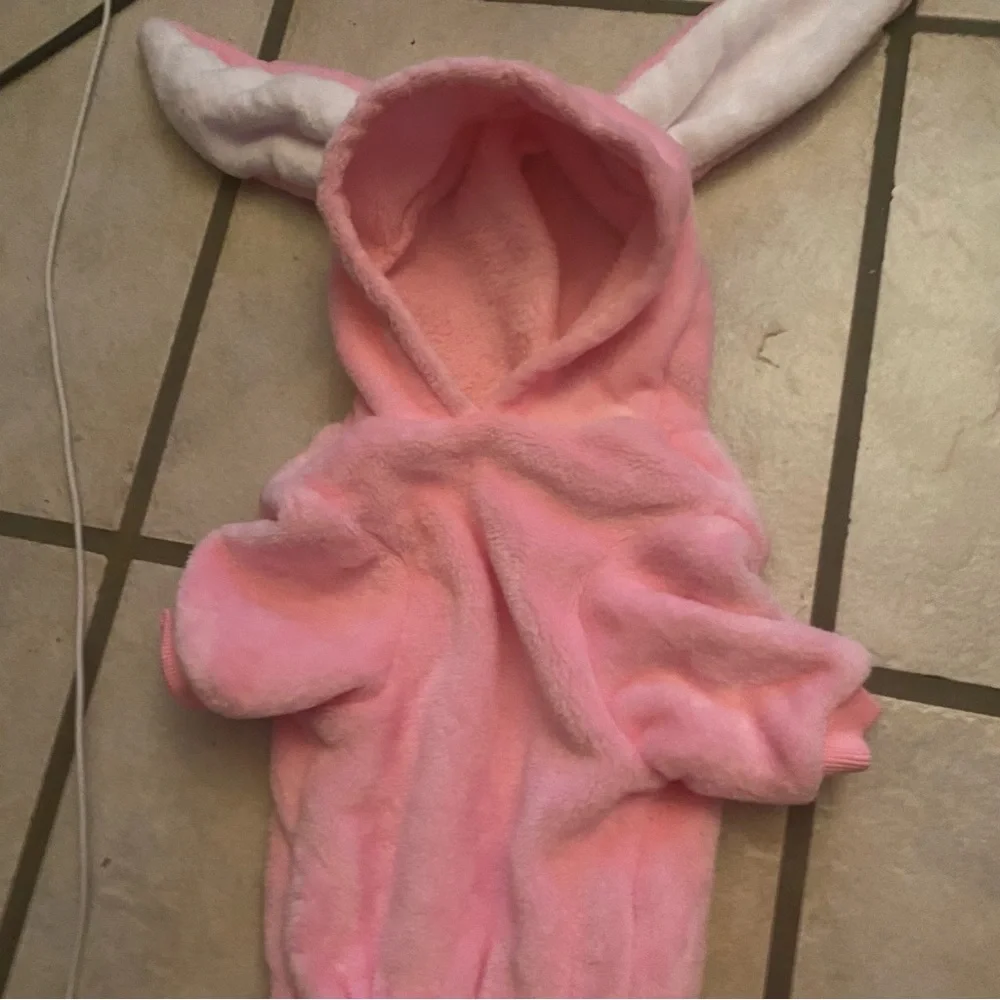 Small dog bunny costume pjs cute outfit pink